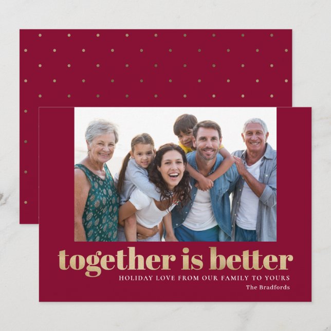 Carte de vœux photo de vacances Together Is Better (Devant / Derrière)