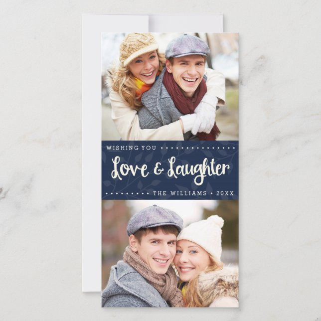 Carte de vœux photo de vacances verticale Amour et (Devant)