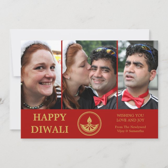 Carte de voeux photo Diwali - Couleur personnalisé (Devant)