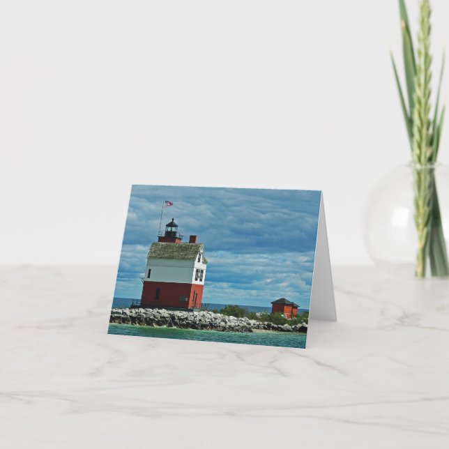 Carte de voeux photo du phare de Round Island (Devant)
