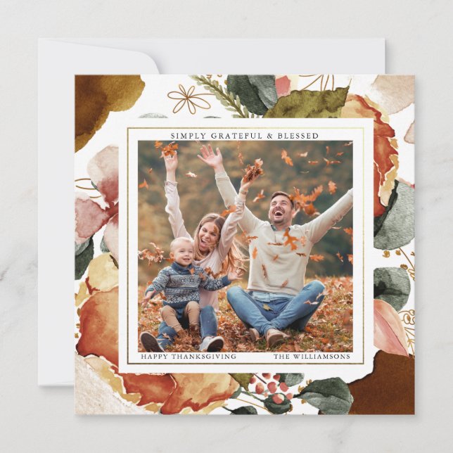 Carte de vœux photo élégante avec fleurs pour la f (Devant)