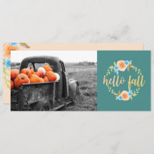 Carte de voeux photo Hello Fall Watercolor