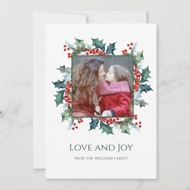Carte de voeux photo Holly et Berries (Devant)