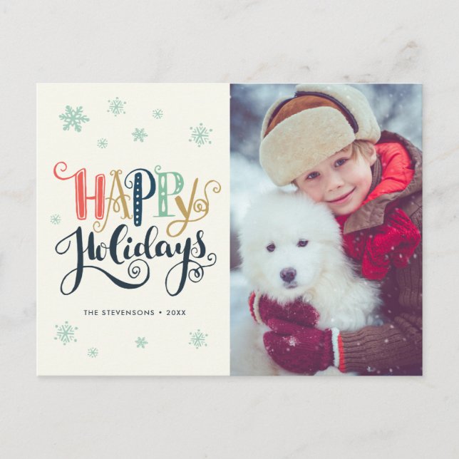 Carte de vœux photo Joyeuses Fêtes Doodle Neige (Devant)