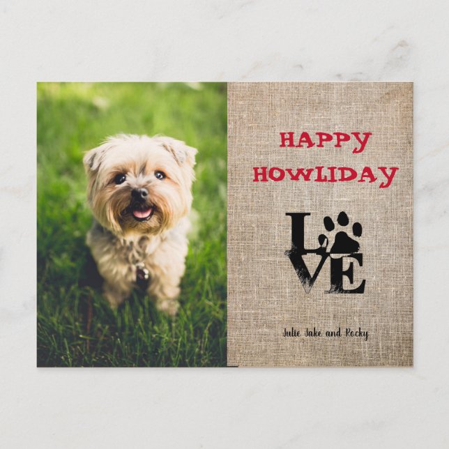 Carte de vœux photo Joyeux Howliday amateur de chi (Devant)