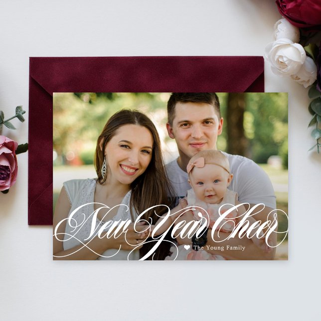 Carte de vœux photo Nouvel An Joyeux Tourbillonnan (Créateur téléchargé)