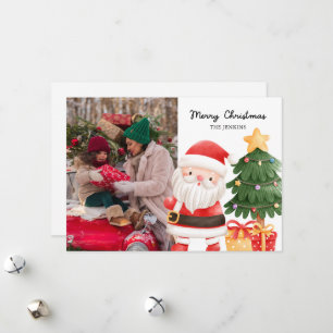 Carte de voeux photo Père Noël pour Noël amusant