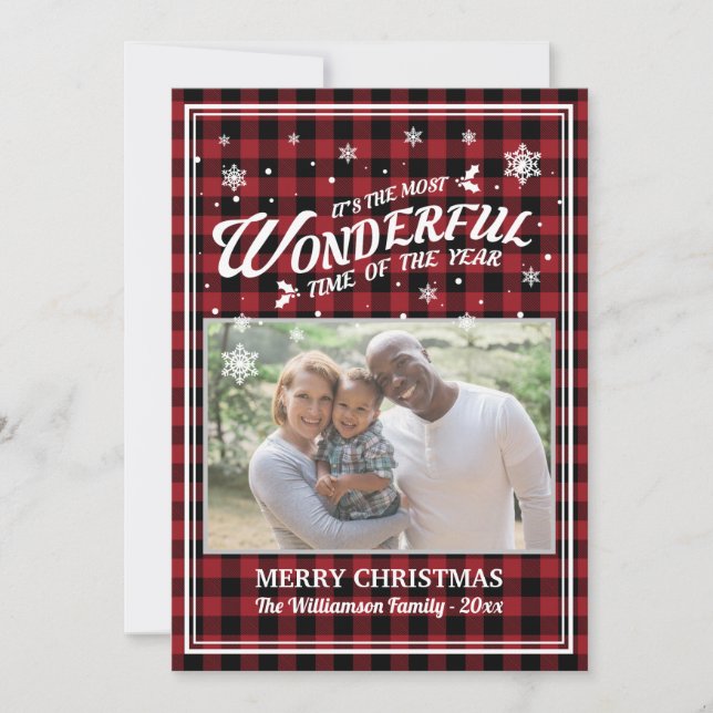 Carte de voeux photo Red Buffalo Check Christmas (Devant)