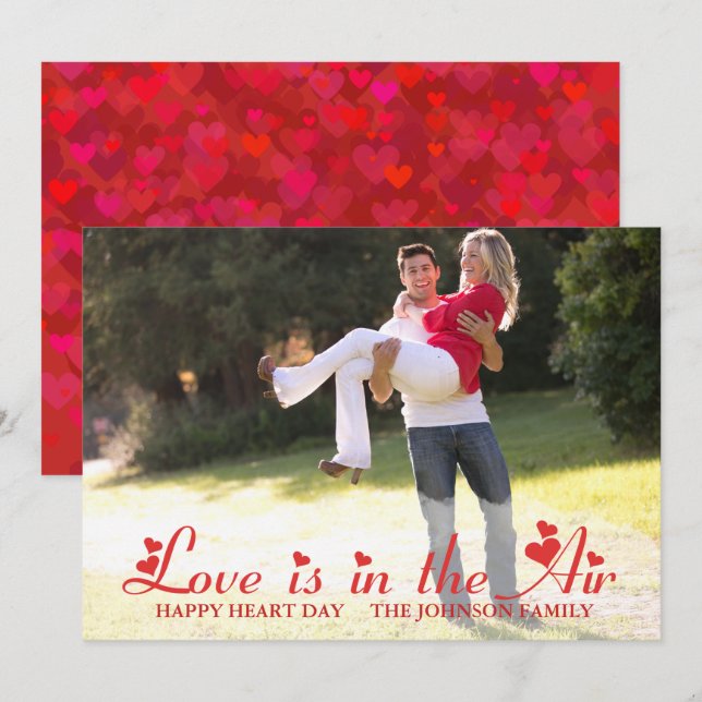 Carte de vœux photo Saint-Valentin Cœur Rouge (Devant / Derrière)