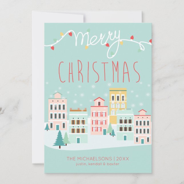 CARTE DE VOEUX PHOTO | Scène de la ville de Noël (Devant)