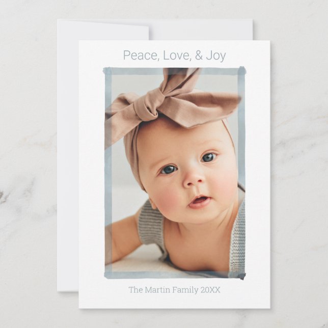 CARTE DE VOEUX PHOTO | Simple Moderne Paix Amour J (Devant)