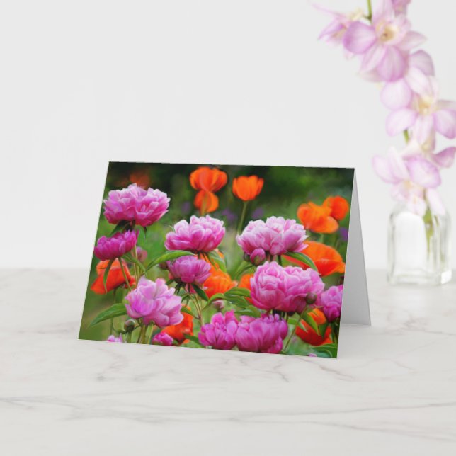 Carte de voeux - Pies Roses & Pépie Orange (Orchidée)