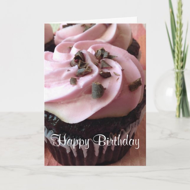 Carte de voeux Pink Chocolate Cupcake (Devant)