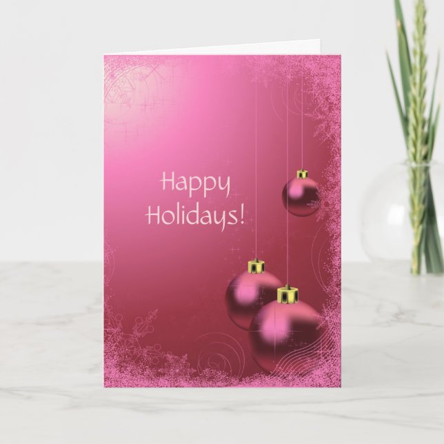Carte de voeux Pink Happy Holidays (Devant)