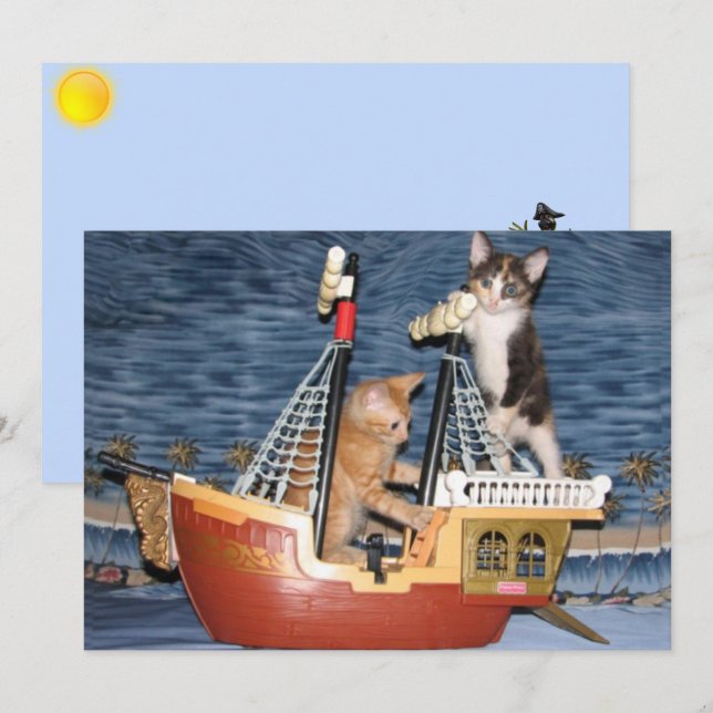 Carte de voeux Pirate Kittens (Devant / Derrière)