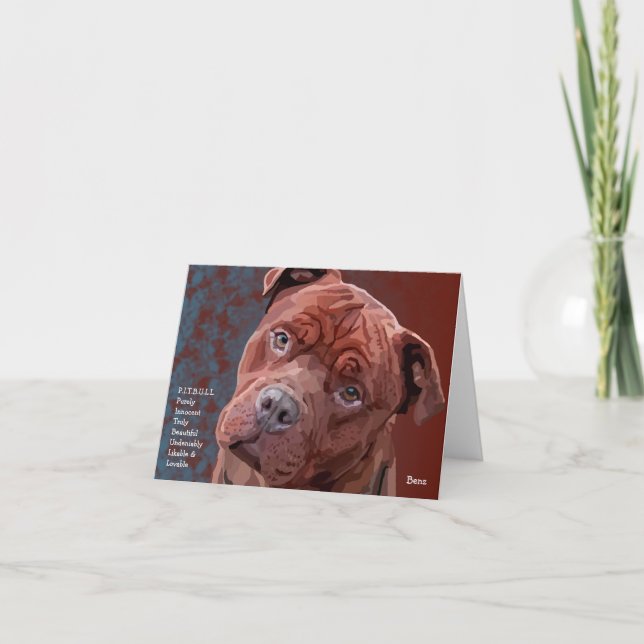 Carte de voeux Pitbull "Benz" Personnalités (Devant)