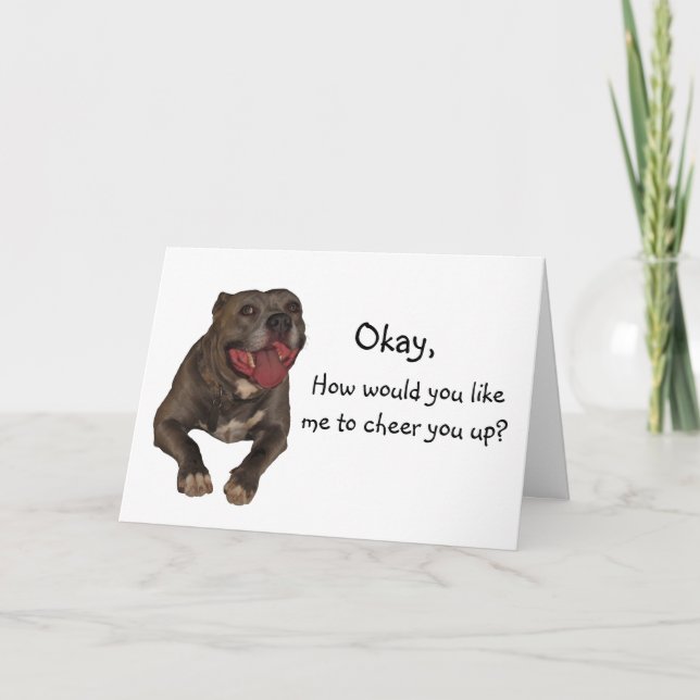 Carte de voeux Pitbull Chever Up (Devant)