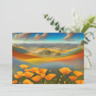 Carte de voeux plat Art numérique Dreamy Poppies