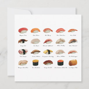 Carte de voeux Plat Carte Sushi
