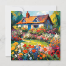Carte de vœux plate avec fleurs de jardin de maiso