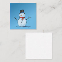 Carte de vœux plate Bonhomme de neige mignon