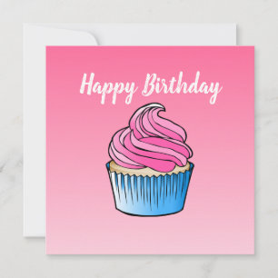 Carte de vœux plate Cupcake pour anniversaire
