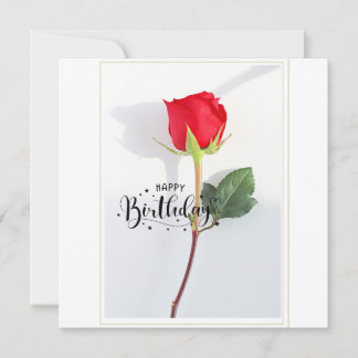 Carte de vœux plate d'anniversaire Rose rouge clas