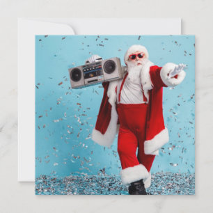 Carte de vœux plate de Noël avec Santa en train de