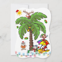 Carte de vœux plate de Noël joyeux Santa Beach Bum