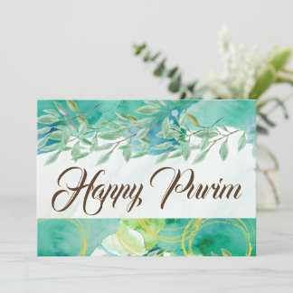 Carte de vœux plate de Pourim aquarelle verte Joye