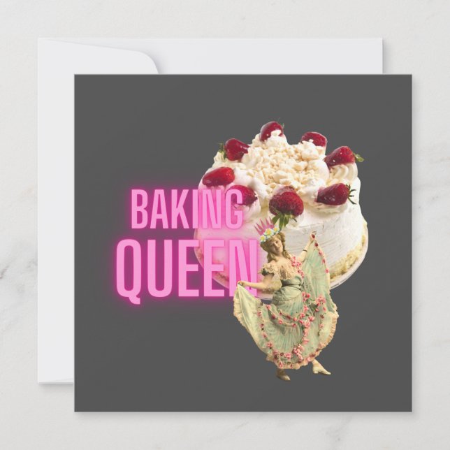 Carte de vœux plate de reine de la pâtisserie vint (Devant)
