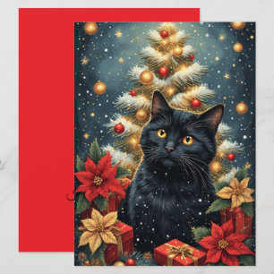 Carte de vœux plate décorative pour la saison