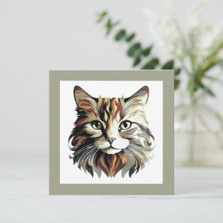 Carte de vœux plate design artistique de chat