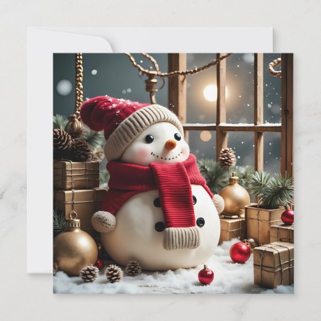 Carte de vœux plate Noël vintage (Devant)