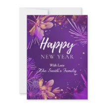 Carte de vœux plate pour le Nouvel An avec fleur v