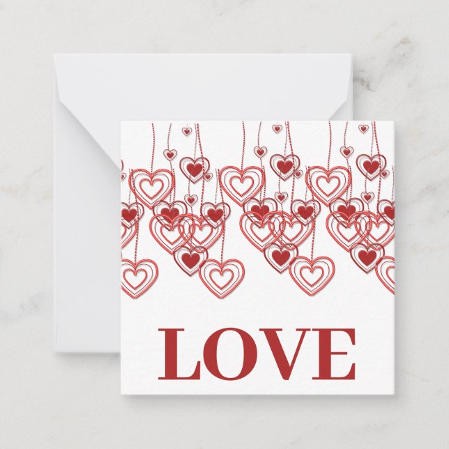 Carte de vœux plate Saint-Valentin Cœurs Rouges (Devant)