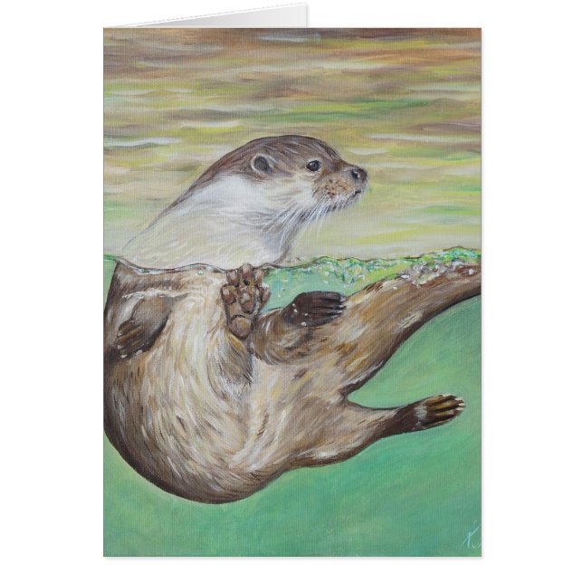 Carte de voeux Playful River Otter Painting (Devant)