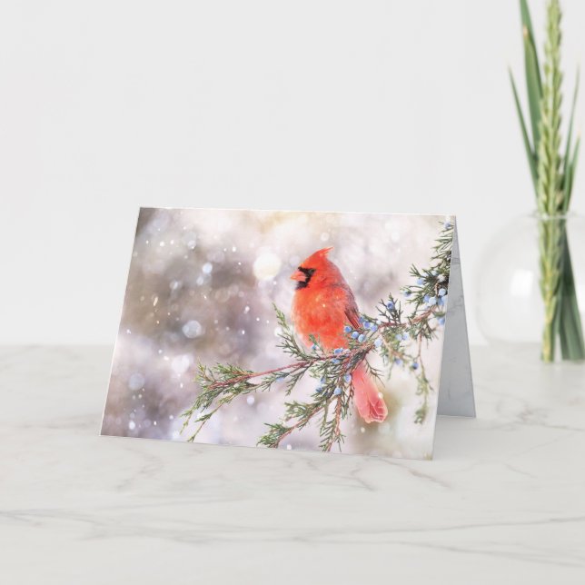 Carte de voeux pliée 5" x 7" Dreamer, Cardinal Rou (Devant)