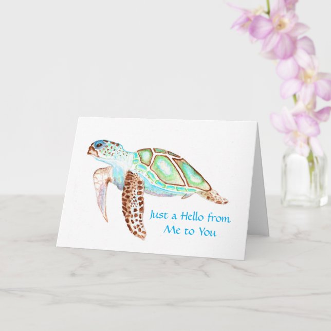 Carte de voeux pliée 5x7 Tortue Customisée (Orchidée)