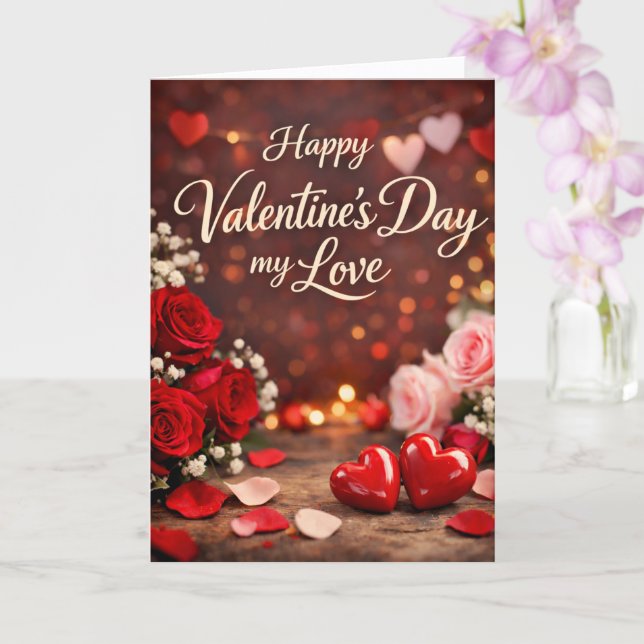 Carte de vœux pliée "À jamais votre Saint-Valentin (Orchidée)
