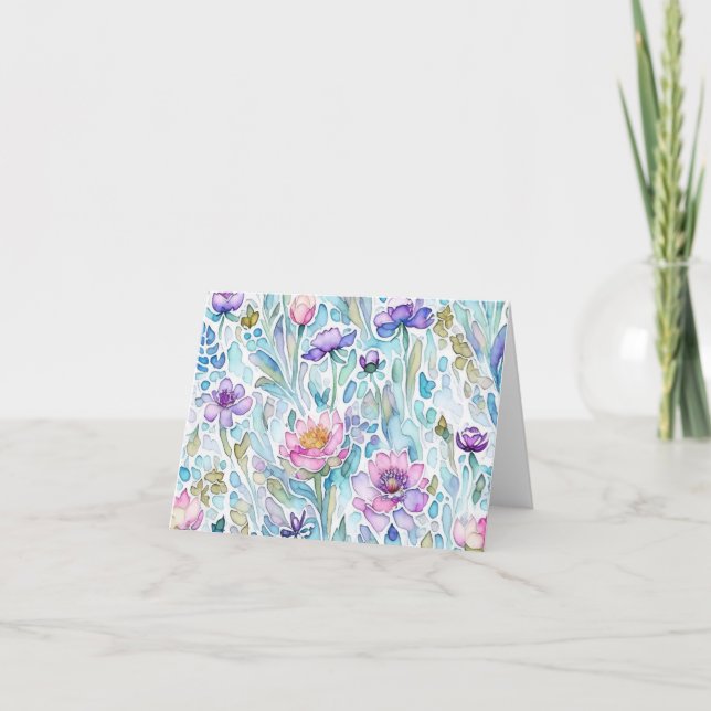 Carte de voeux pliée à mélange de fleurs sauvages  (Devant)