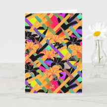 Carte de vœux pliée à motif floral entrelacé