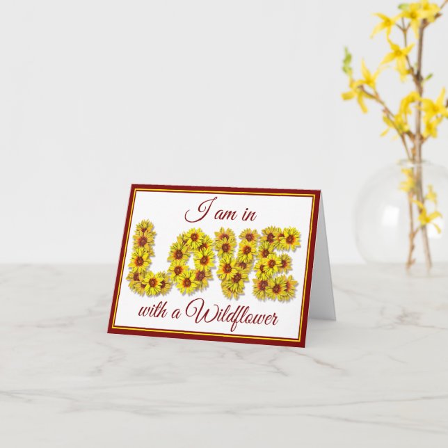 Carte de vœux pliée Amour Tournesol (Fleur jaune)