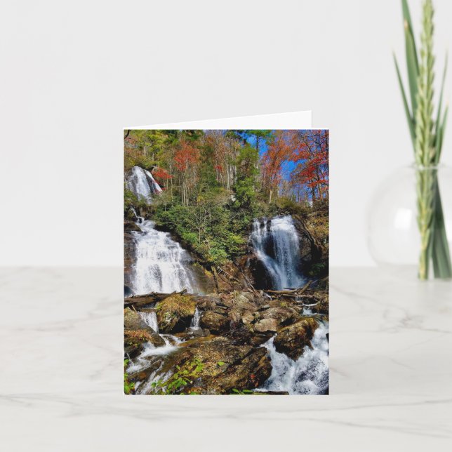 Carte de voeux pliée avec motif cascade. (Devant)