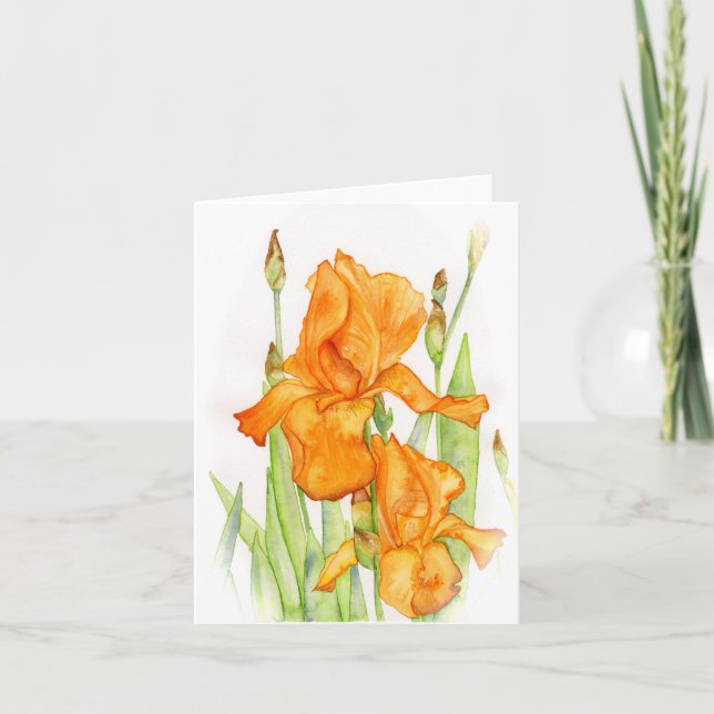 Carte de voeux pliée avec motif fleur (Devant)