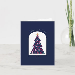 Carte de vœux pliée avec un arbre de Noël à carrea