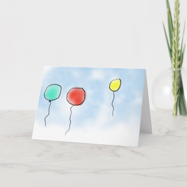 Carte de vœux pliée Avril Ballons (Devant)
