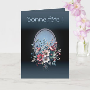 Carte de voeux pliée Azur fleuri