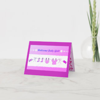 Carte de vœux pliée Bienvenue Bébé Fille