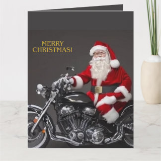 Carte de vœux pliée Biker Père Noël